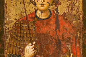 Святой великомученик Георгий. Икона. Великий Новгород (?), конец XI — начало XII в. Музеи Московского Кремля