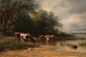 М. П. Клодт. Коровы под деревьями. 1870-е