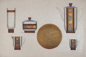 Эскиз росписи чайно-кофейной пары. ГРМ