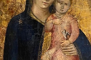Сиенская школа. Мадонна с младенцем, держащим в руках щегла